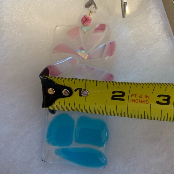 Fused Glass Pink Flower & Beads Sun Catcher - Picture 4 of 8